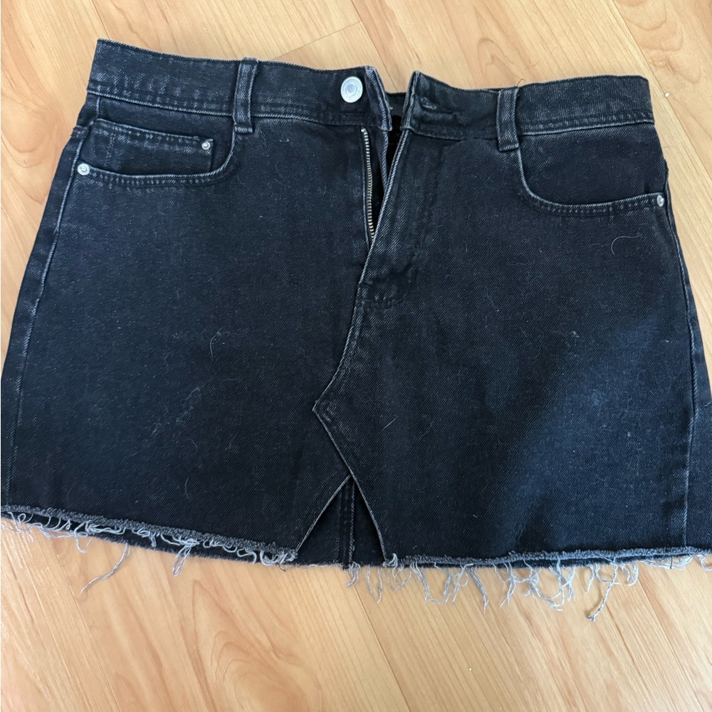 Zara Black Denim Mini Skirt
